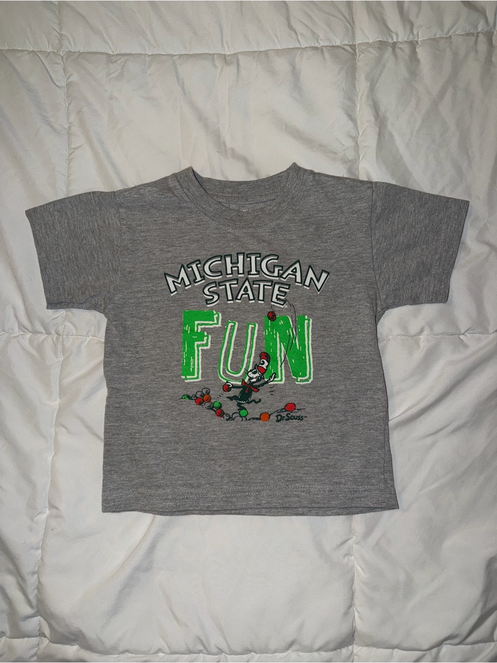 Michigan State Spartans Dr Seuss Cat In The Hat Toddler 2T Gray T Shirt